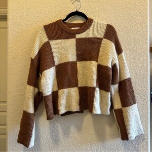 Checkered Sweater - Brown and Cream